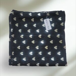 Ethel & Myrtel Black & Silver printed love hearts scarf